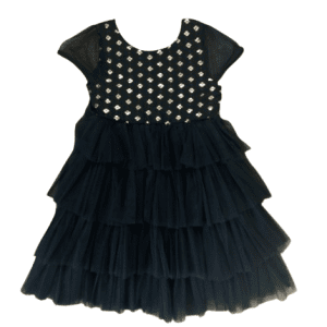 Girls Black Gold Sequin Party Dress