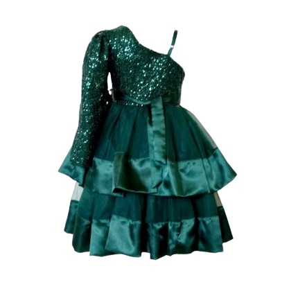 Girls Dark Green Formal Dress Back