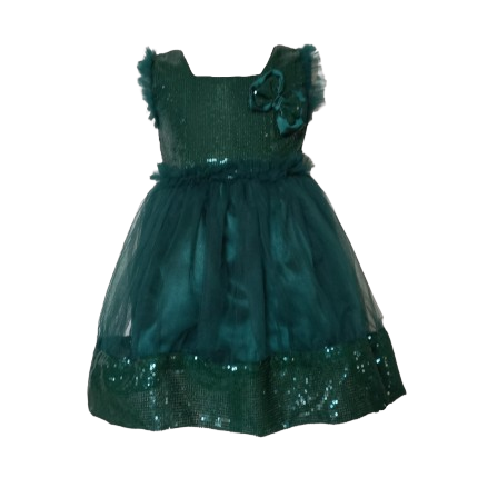 Girls Dark Green Sequin Dress Girls Dark Green Sequin Dress