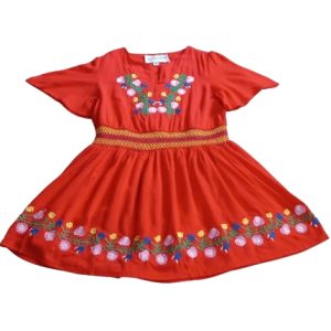 Bright Red Embroidered Dress